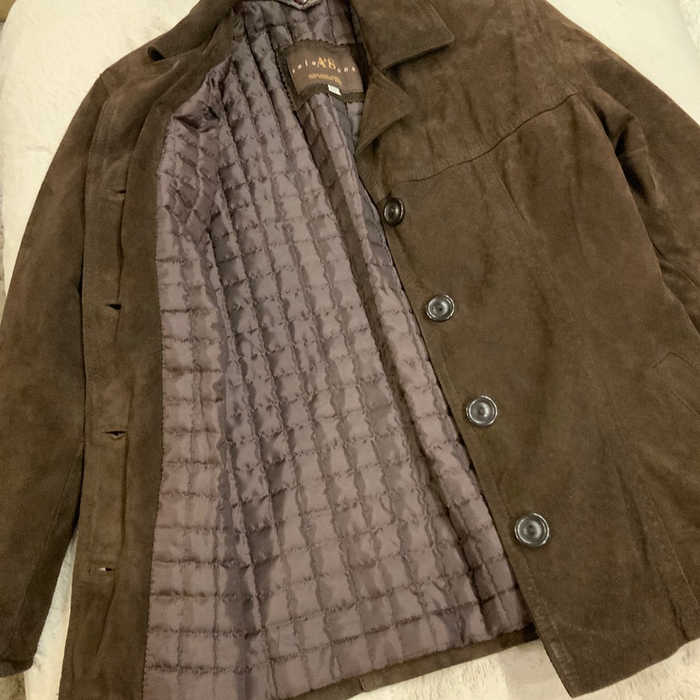 Women's Dark Brown Suede Button-Front Leather Jacket - Unbranded - Picture 5 of 9